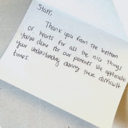 a handwritten note